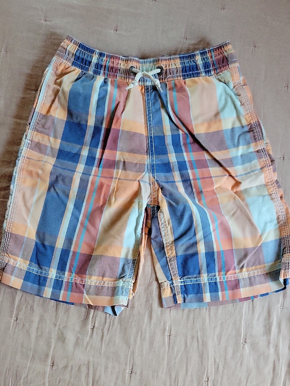 GAP Multicolor Plaid Swim Shorts - Elastic Waist